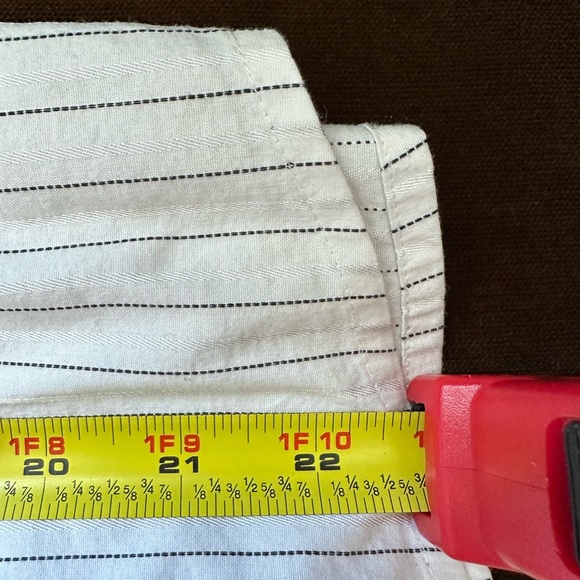 Loft Ann Taylor White With White & Black Stripes Button Down ruffle Blou… - Picture 11 of 12